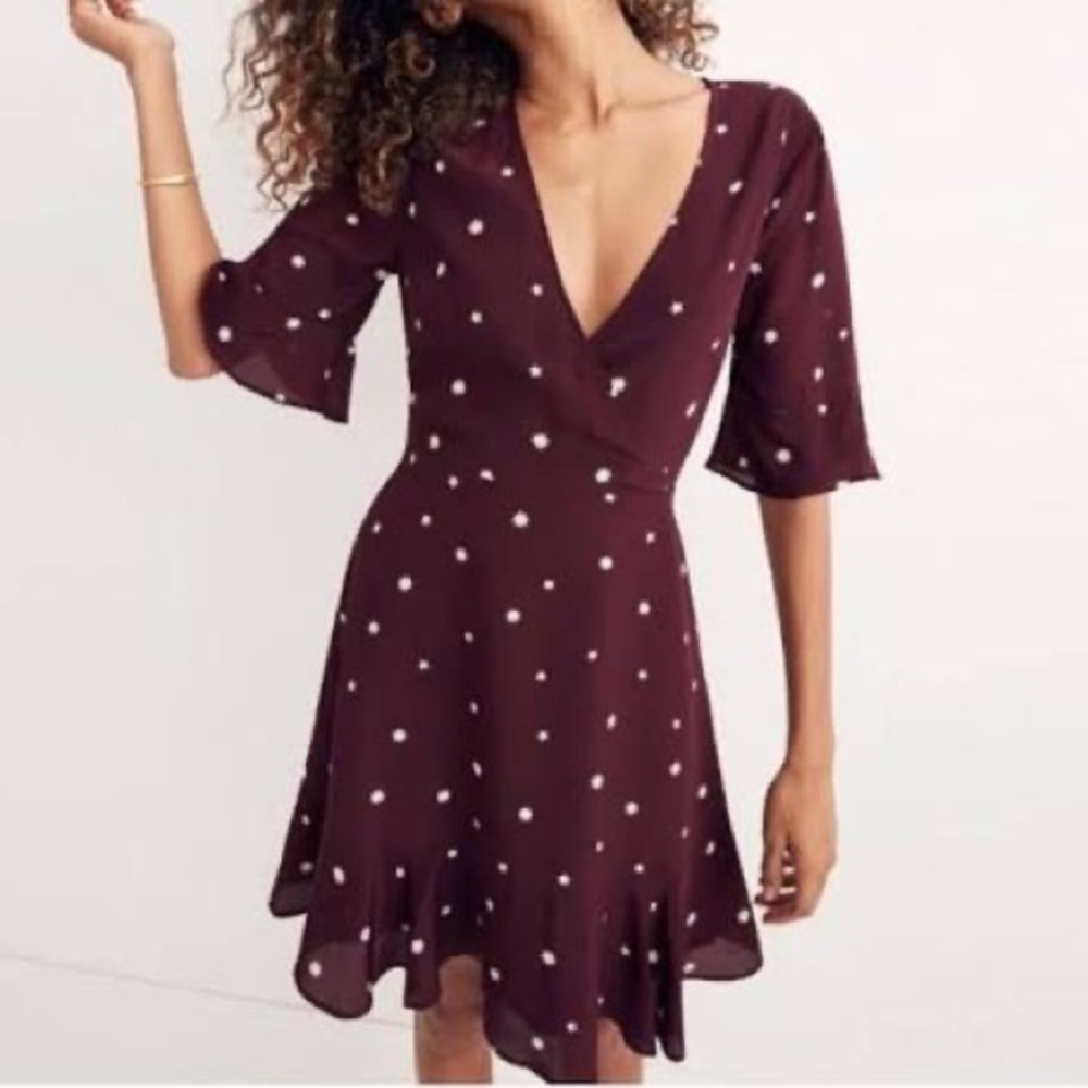 Madewell silk flutter hem dress in star mix